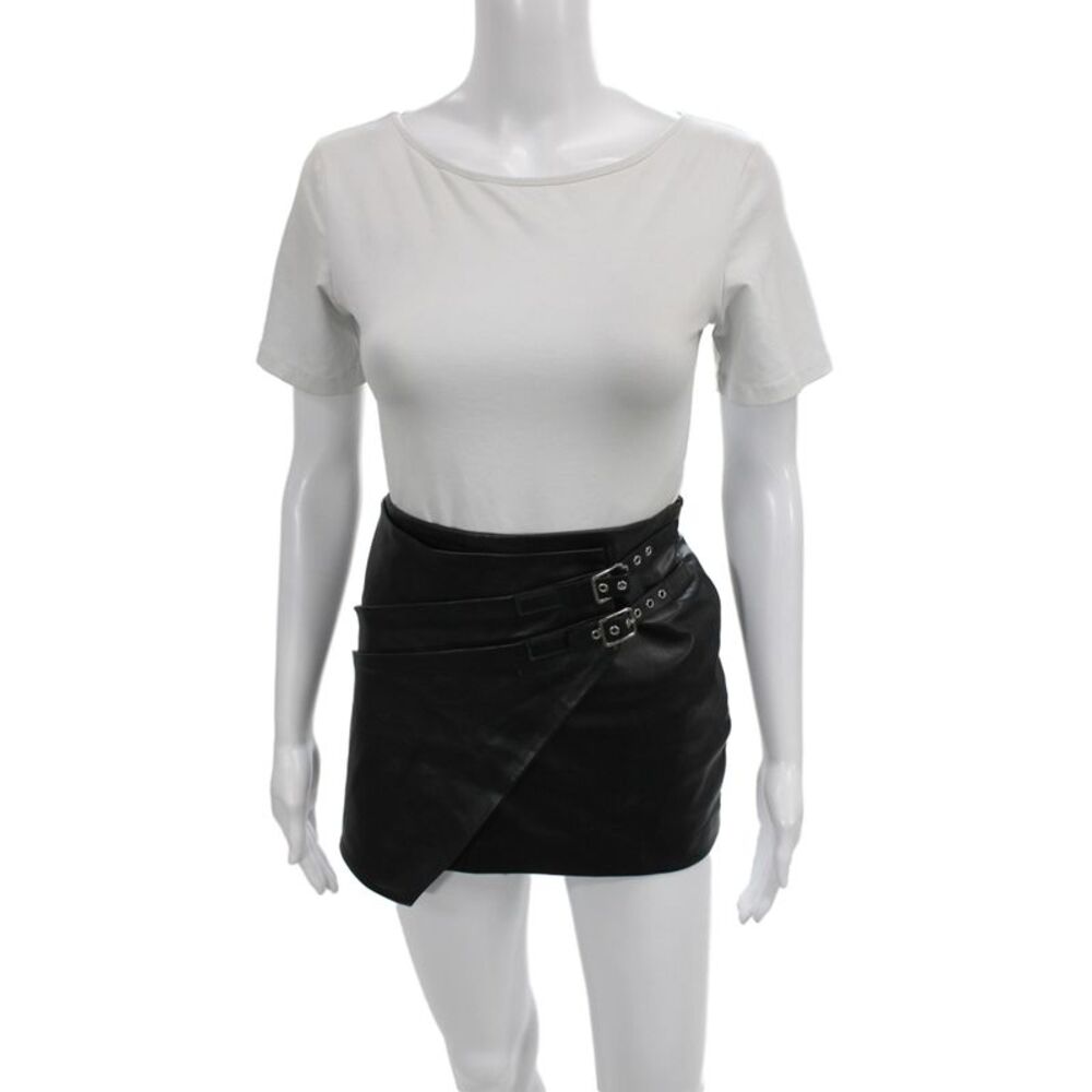 Zara Women Mini Wrap Short Skirt Black Polyester Size S